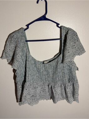 American Eagle Eyelet Flutter Crop Top